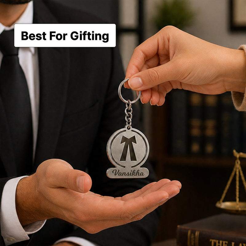 Personalized Advocate Lawyer Metal Keychain with Custom Name – Premium Legal Professional Keyring Gift (Standard Gift Size) | Love Craft Gifts™