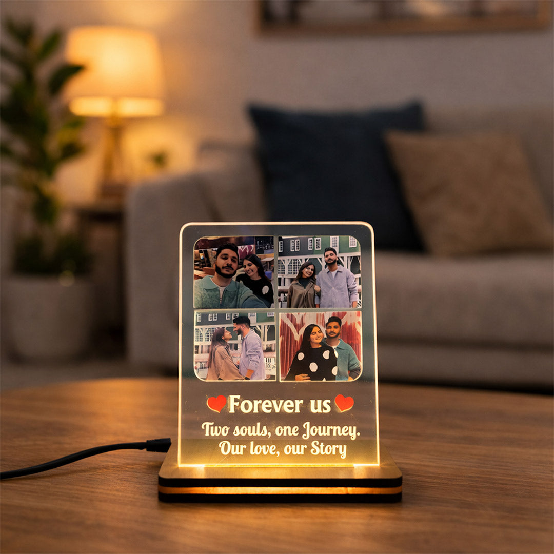 Personalized Couple Photo LED Lamp – Custom Acrylic Love Memory Night Light (8×6 Inch) | Love Craft Gifts