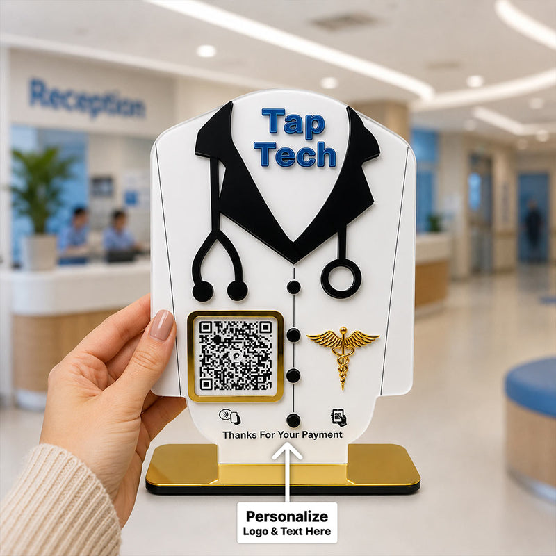 Personalized Doctor QR Code Payment Stand with Custom Logo | Professional Clinic Desk Display Gift for Doctors & Medical Clinics - 9x6" | Love Craft Gifts™