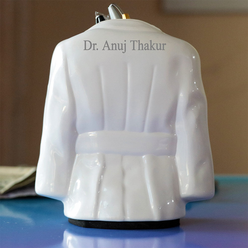 Personalized Doctor Coat Pen Stand with Name – Custom Medical Table Organizer Gift | Love Craft Gifts