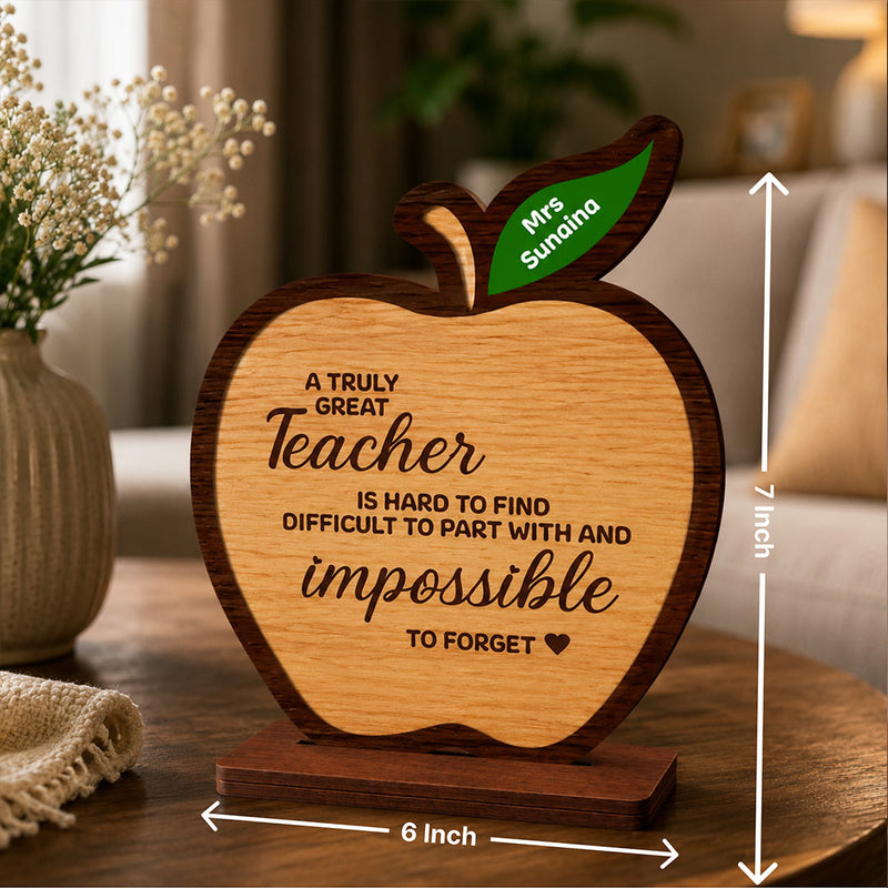 Personalized Teacher Appreciation Wooden Table Top 7x6" | Custom Teacher Thank You Gift Stand for Teachers Day & Farewell | Love Craft Gifts™