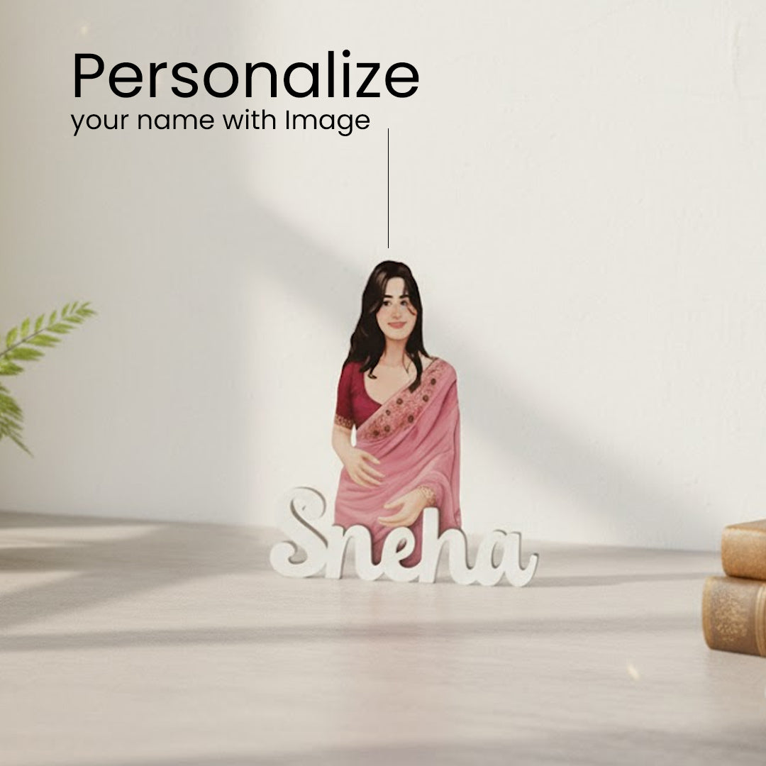 Personalized Cartoon Name Table Stand – 7×6" | Love Craft Gifts