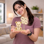 Personalized Wooden Teddy Bear Baby Birth Details Plaque | Custom Newborn Keepsake Gift for Baby Boy, Baby Girl & Parents - 7x7.5" | Love Craft Gifts™