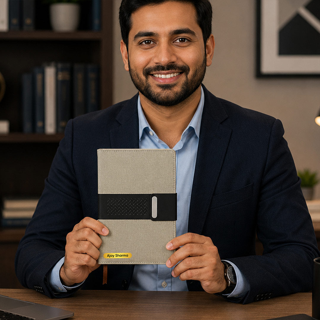 Personalized Premium Leatherette Diary with Custom Name | Professional Corporate Gift for Men & Women - 5.5x8.3" | Love Craft Gifts™