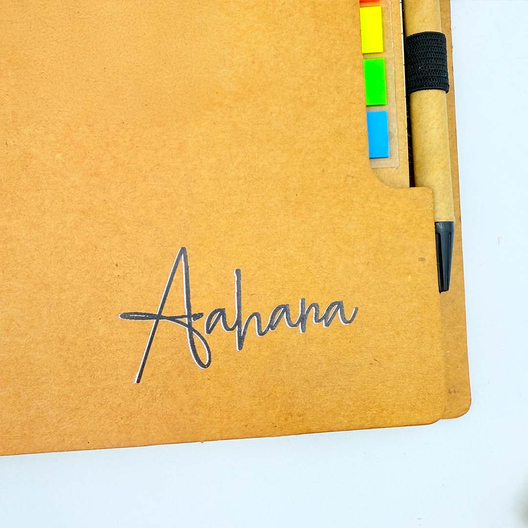 Personalized Spiral Notebook with Pen & Sticky Notes | Custom Name Engraved A5 Journal for Office, Study & Daily Planning - 7x5" | Love Craft Gifts™