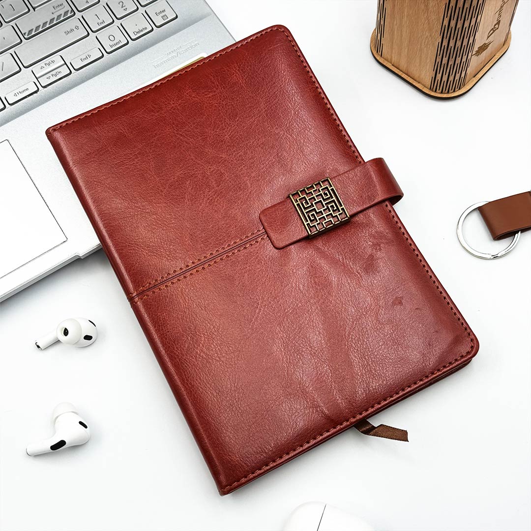 Personalized Premium A5 PU Leather Diary with Custom Name & Logo Engraving | Elegant Office Journal Gift for Men, Women & Professionals | Love Craft Gifts™