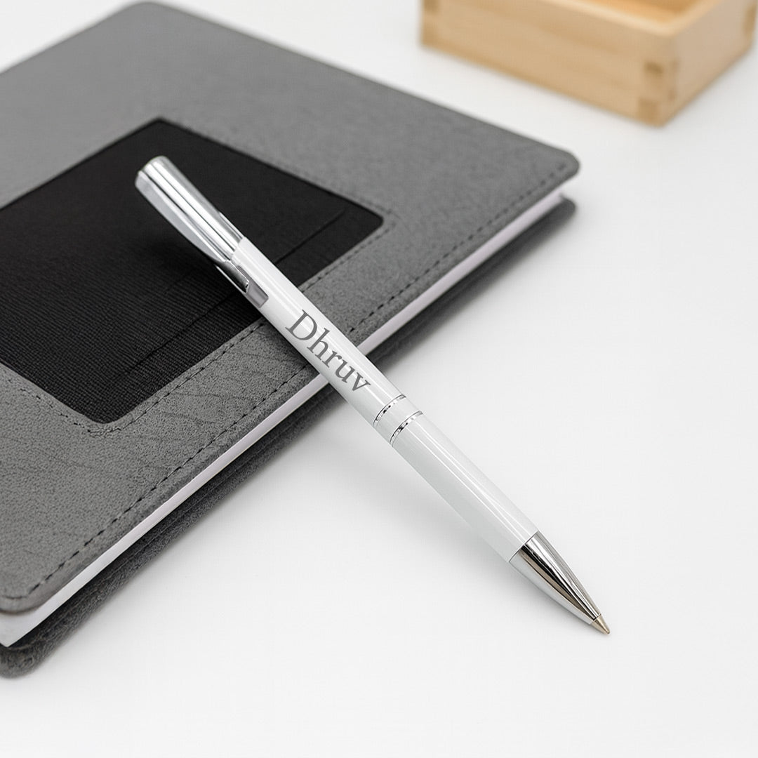 Personalized Premium White Pen with Name Engraving | Love Craft Gifts
