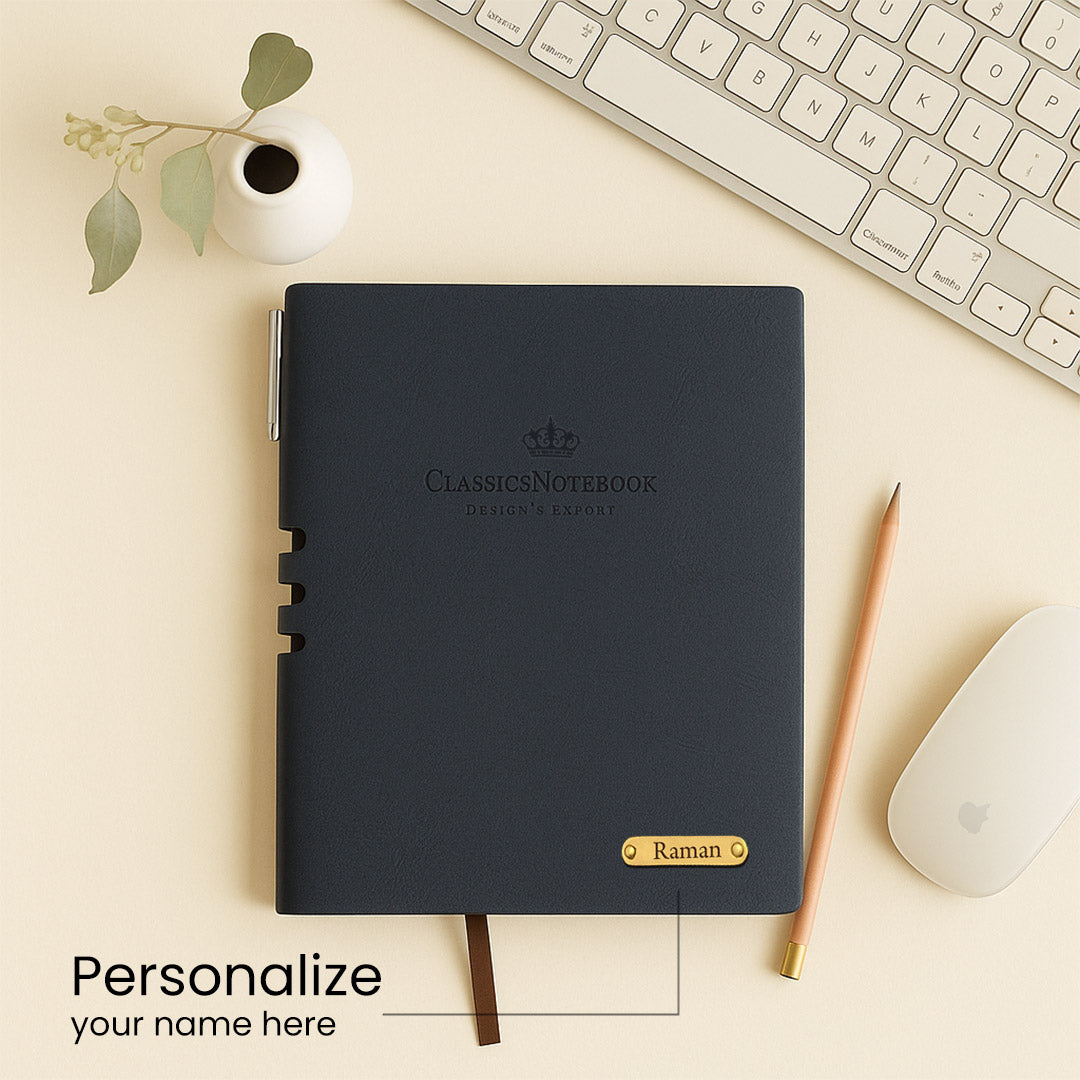 Personalized Pen & Notebook Gift Set with Custom Name Engraving | Premium A5 Executive Journal & Matte Black Metal Pen Gift for Professionals - A5 | Love Craft Gifts™