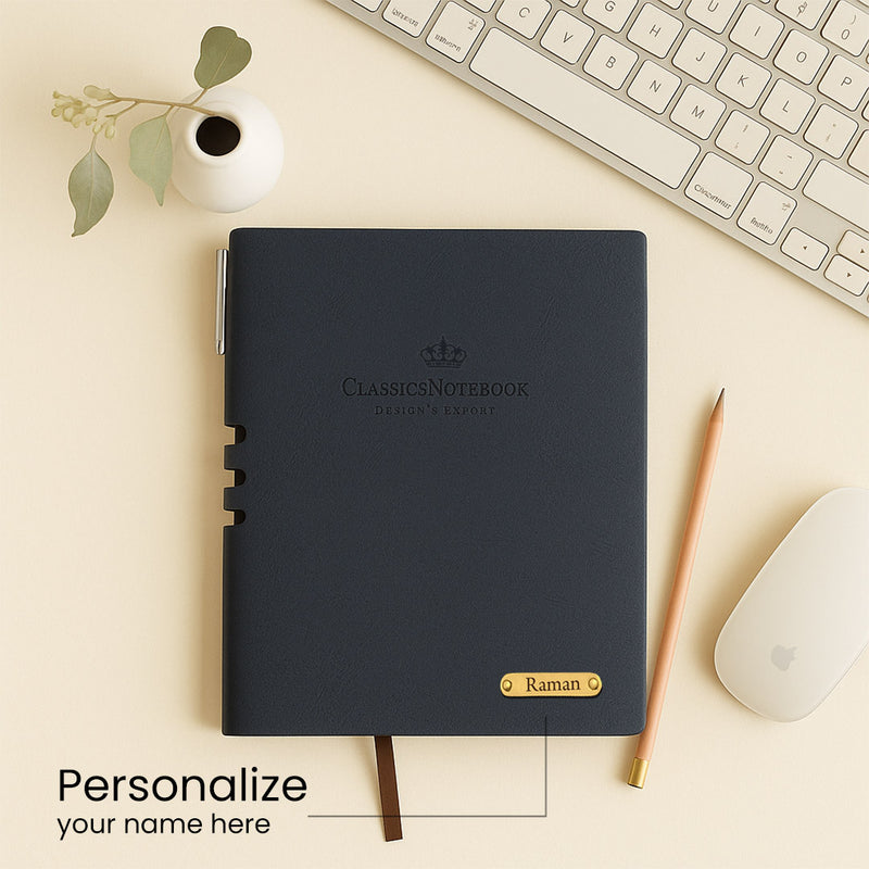 Personalized Pen & Notebook Gift Set with Custom Name Engraving | Premium A5 Executive Journal & Matte Black Metal Pen Gift for Professionals - A5 | Love Craft Gifts™