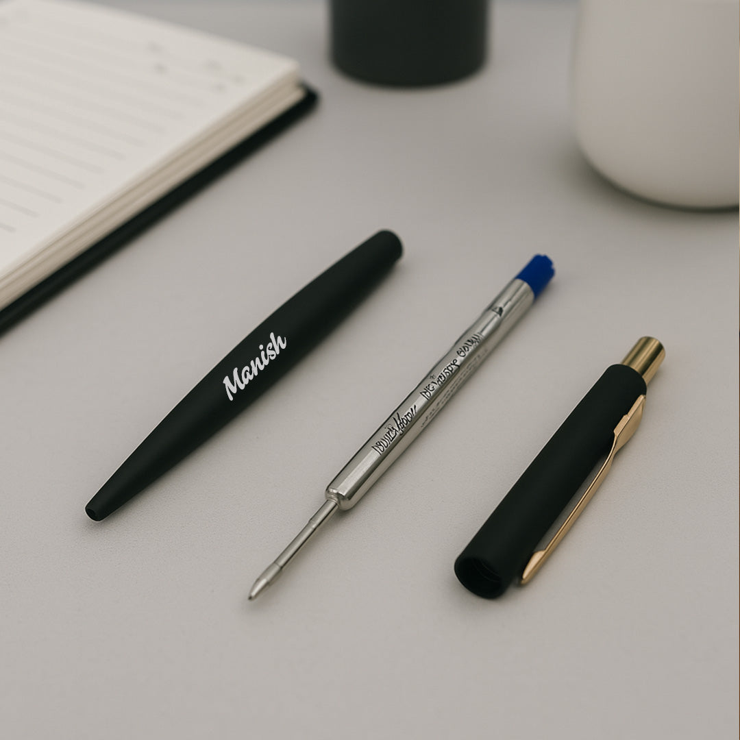 Customized Parker Matte Black Ball Pen – Refillable | Love Craft Gifts