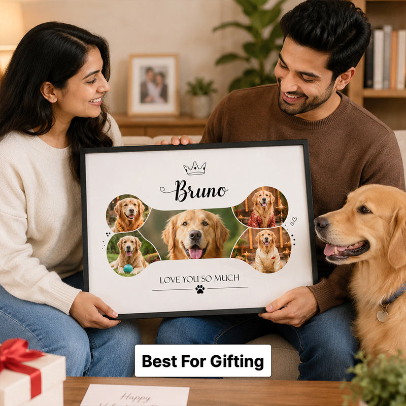 Personalized Pet Photo Collage Frame with Custom Pet Name | Emotional Dog Lover Gift for Pet Parents & Animal Lovers - Available in 8x12", 12x18", 18x24", 20x30" & 24x36" | Love Craft Gifts™