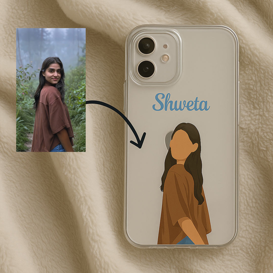 Custom Illustrated Name Phone Case – Personalized Cartoon Portrait Clear Cover Custom Illustrated Name Phone Case – Personalized Cartoon Portrait Clear Cover