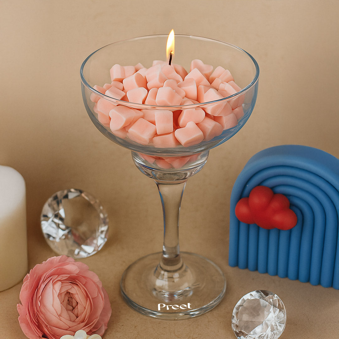 Customized Pink Heart Bubble Candle in Cocktail Glass | Love Craft Gifts