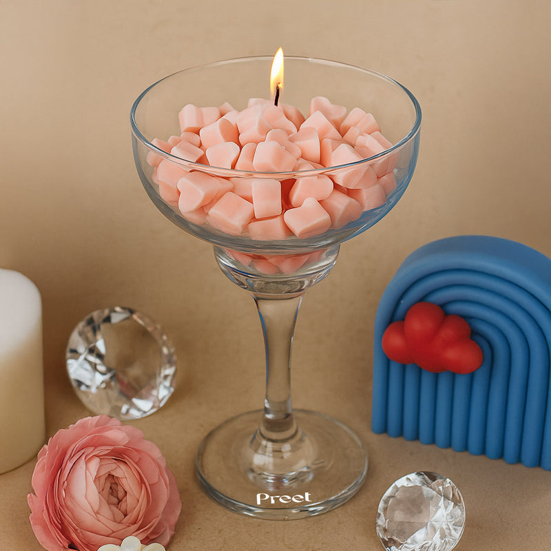 Customized Pink Heart Bubble Candle in Cocktail Glass | Love Craft Gifts