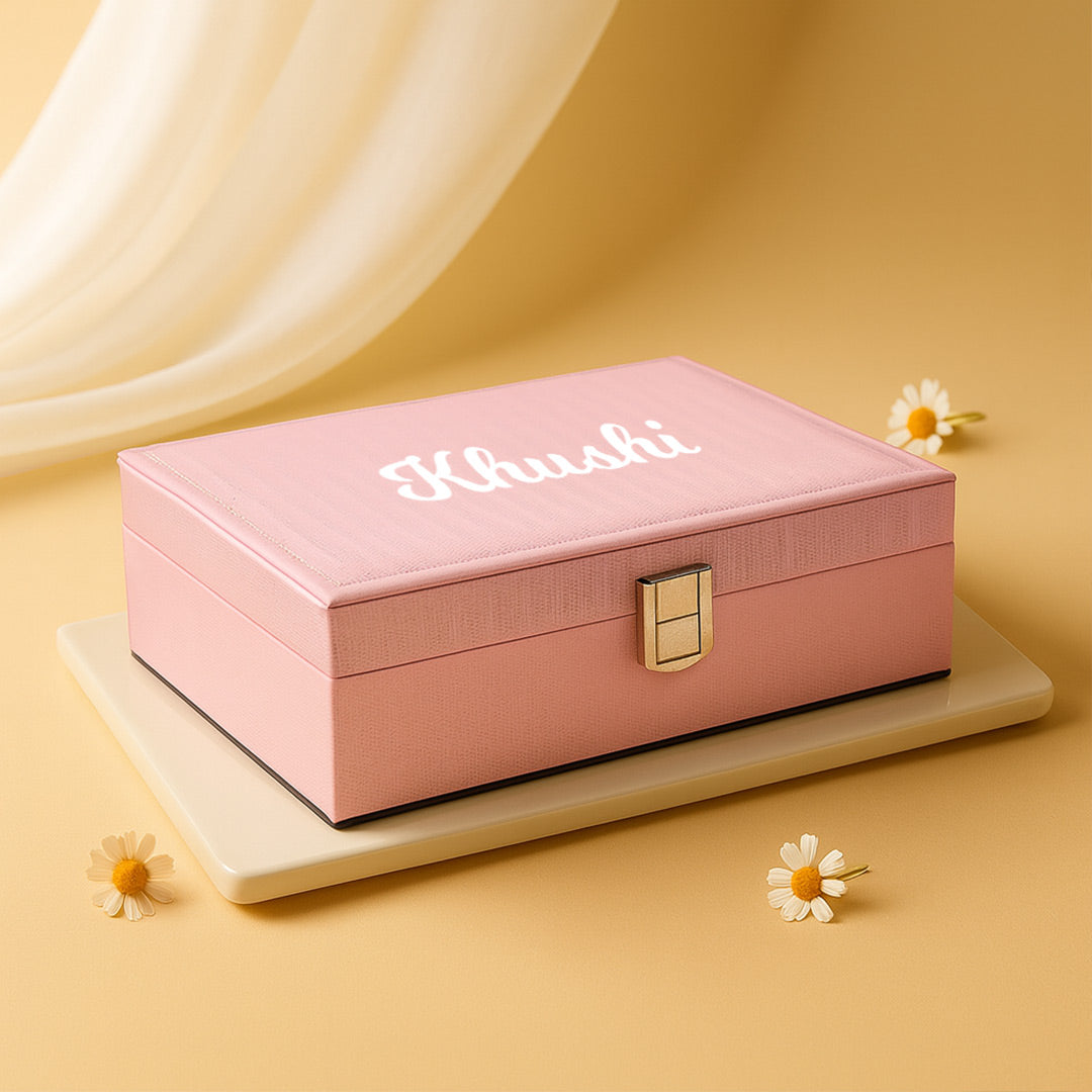 Personalized Pink Leatherette Jewellery Box | Love Craft Gifts