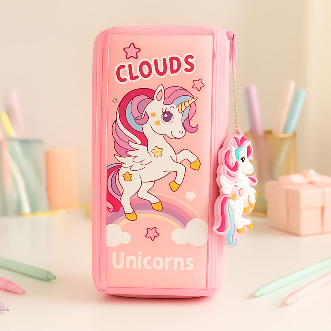 Personalized Unicorn & Solid Color Pencil Pouches – Pink & Blue | Love Craft Gifts