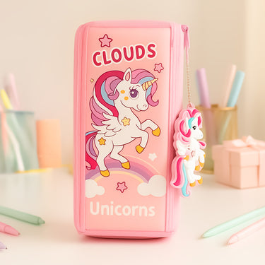 Personalized Unicorn & Solid Color Pencil Pouches – Pink & Blue | Love Craft Gifts