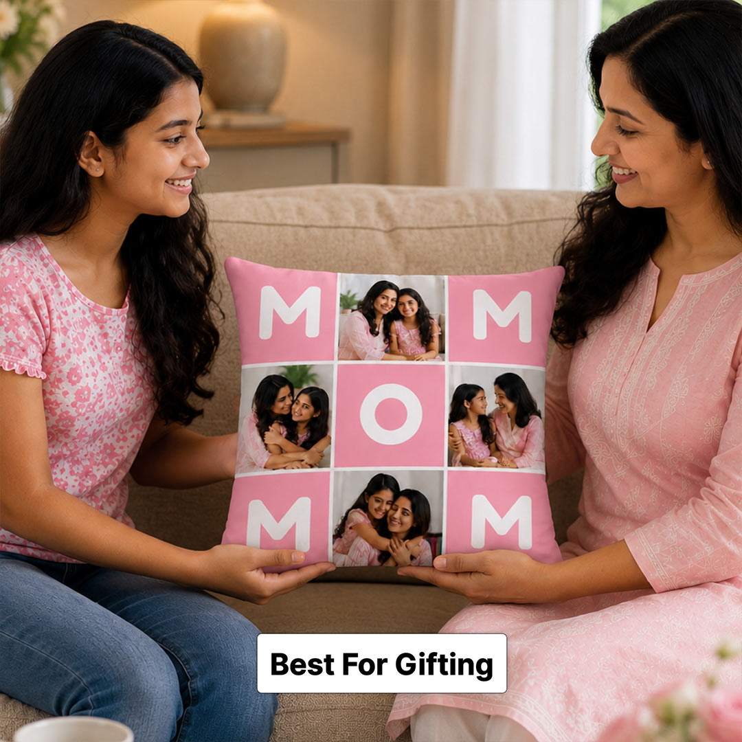 Personalized MOM Photo Collage Cushion Cover with Custom Photos | Emotional Mother’s Day Gift for Mom, Mother & Mumma - 10x10" | Love Craft Gifts™