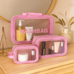 Personalized Pink Travel & Toiletry Washbag Set with Transparent Window | Love Craft Gifts