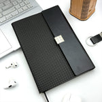 Personalized A5 Woven Vegan Leather Diary Notebook | Custom Name Journal Planner with Snap Button Closure for Office & Corporate Gifting | Love Craft Gifts™