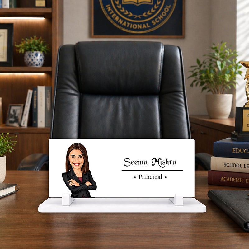 Personalized Acrylic Principal Desk Name Plate | Custom Office Table Name Sign Gift for Teachers, Principals & Educators - 7x3" | Love Craft Gifts™