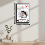 Personalized Anniversary Calendar Photo Frame | Custom Couple Date Memory Wall Frame Gift for Couples 8x12" | Love Craft Gifts™