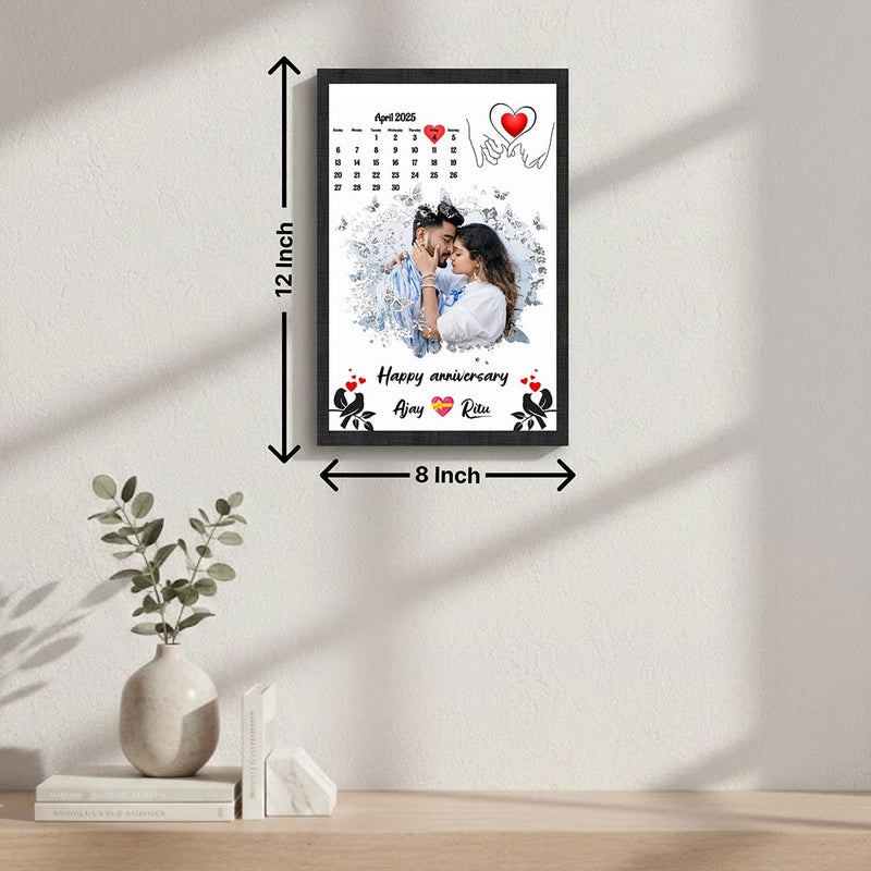 Personalized Anniversary Calendar Photo Frame | Custom Couple Date Memory Wall Frame Gift for Couples 8x12" | Love Craft Gifts™
