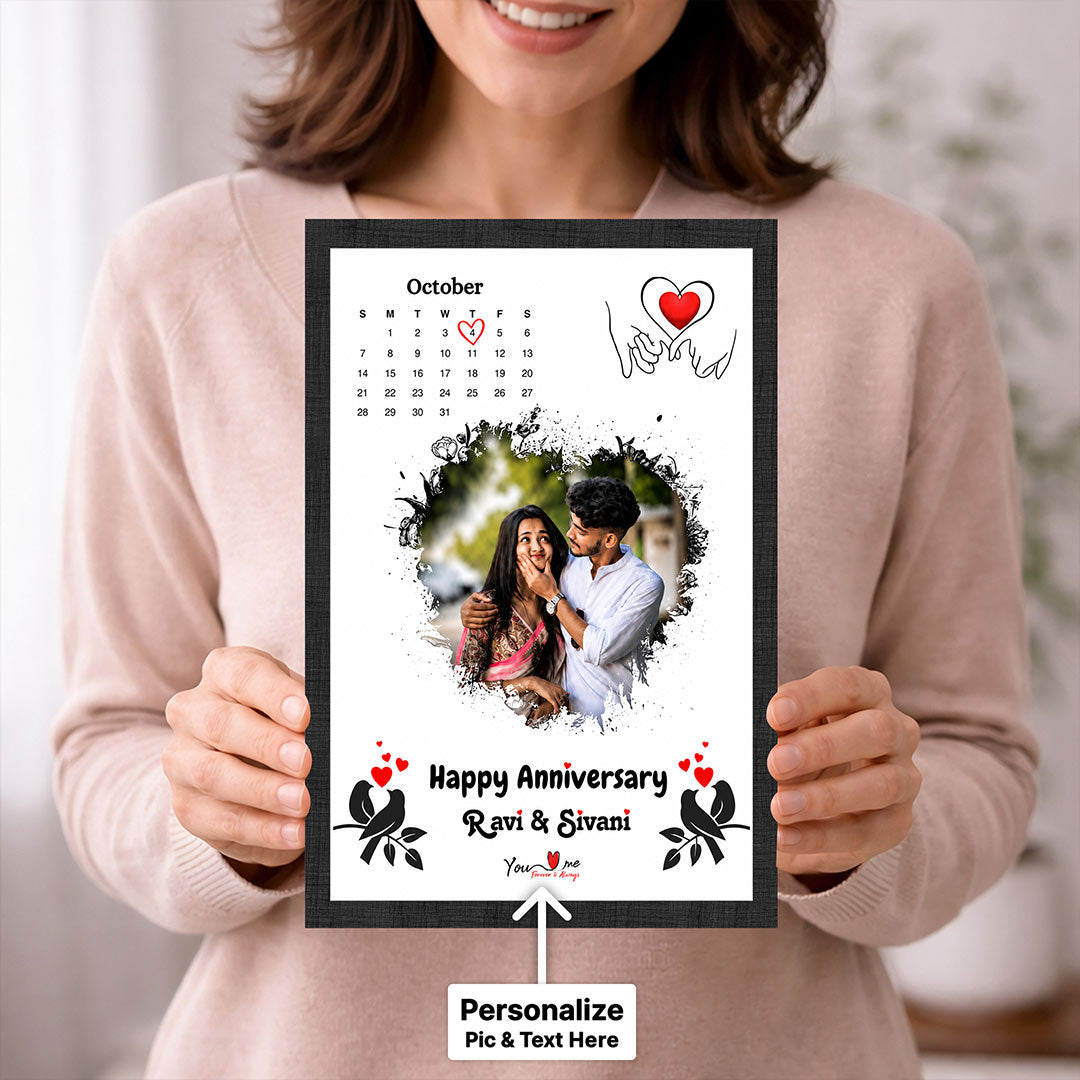 Personalized Anniversary Calendar Couple Wall Frame | Custom Romantic Photo & Special Date Memory Gift 8x12" | Love Craft Gifts™