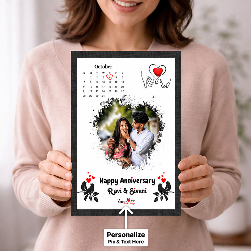 Personalized Anniversary Calendar Couple Wall Frame | Custom Romantic Photo & Special Date Memory Gift 8x12" | Love Craft Gifts™