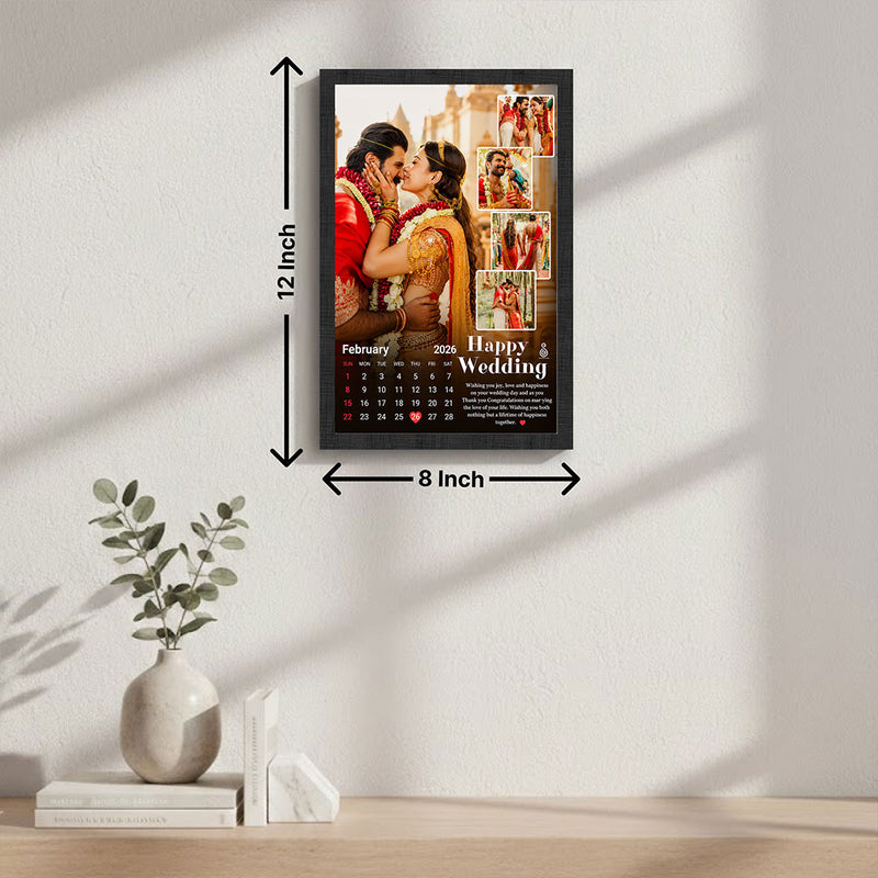 Personalized Wedding Calendar Photo Frame | Custom Couple Wedding Memory Wall Frame Gift 8x12" | Love Craft Gifts™