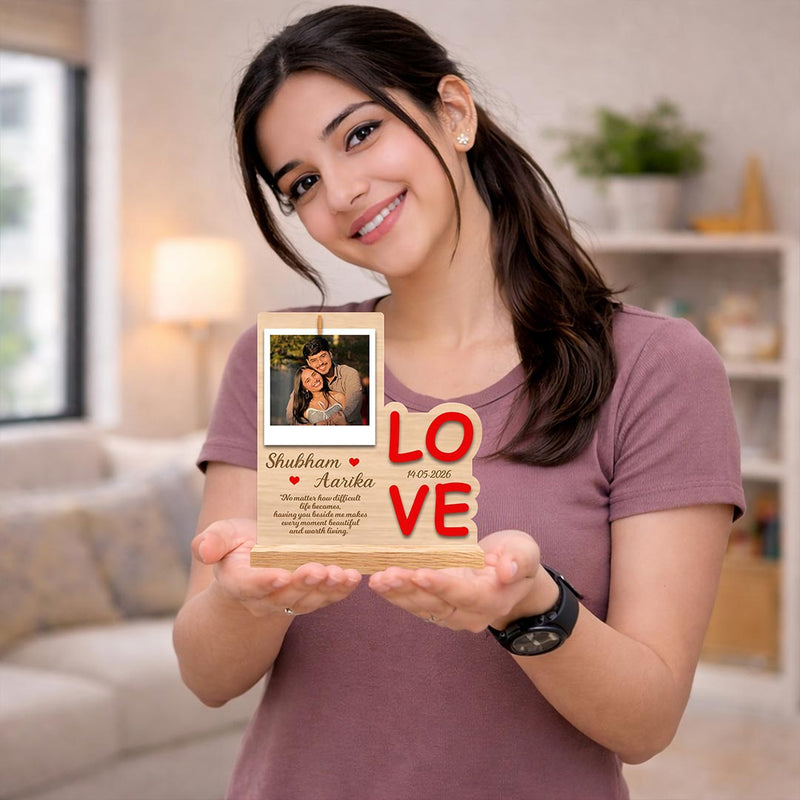 Personalized Love Wooden Table Top Frame | Romantic Keepsake Gift for Couples 6x6"