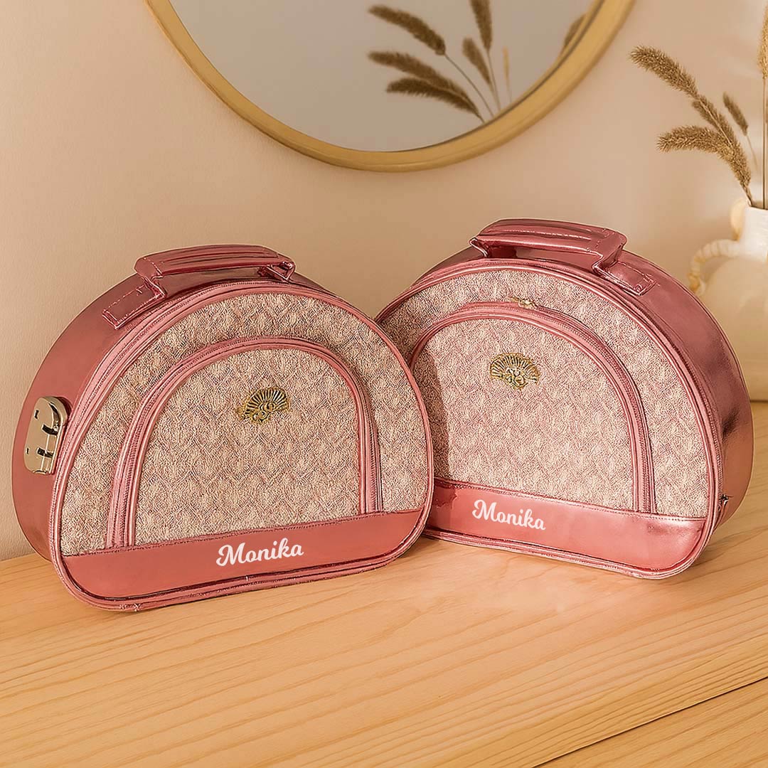 Personalized Round Pink Vanity & Jewellery Storage Case – Small & Big Sizes | Love Craft Gifts