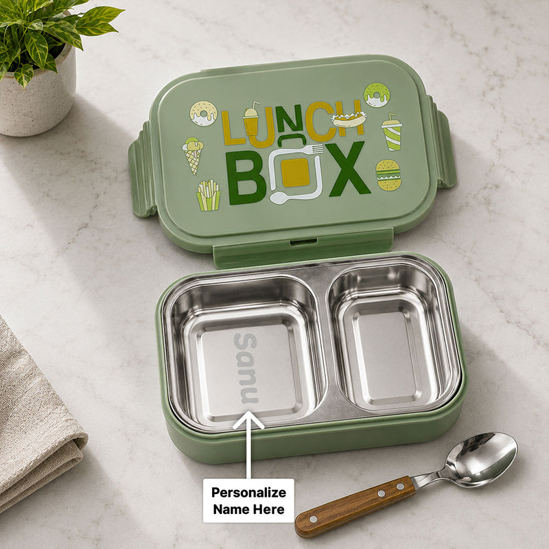 Personalized Stainless Steel Kids Lunch Box with Custom Name | Leak-Resistant School Tiffin Gift for Boys & Girls - 500ml | Love Craft Gifts™