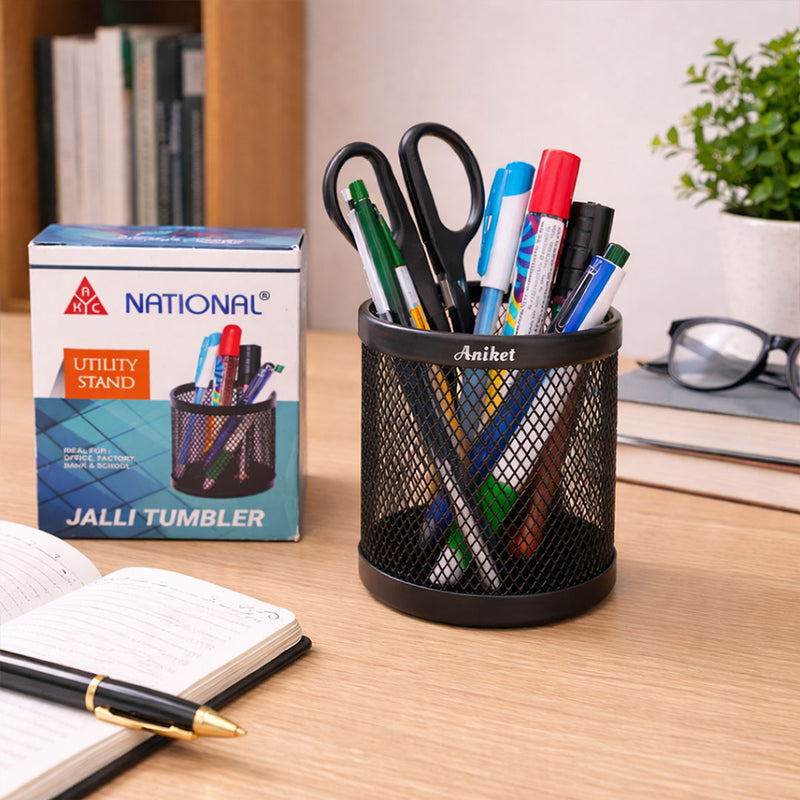 Personalized Metal Mesh Pen Stand with Custom Name – Premium Desk Organizer Gift for Students & Office Use (Standard Gift Size) | Love Craft Gifts™