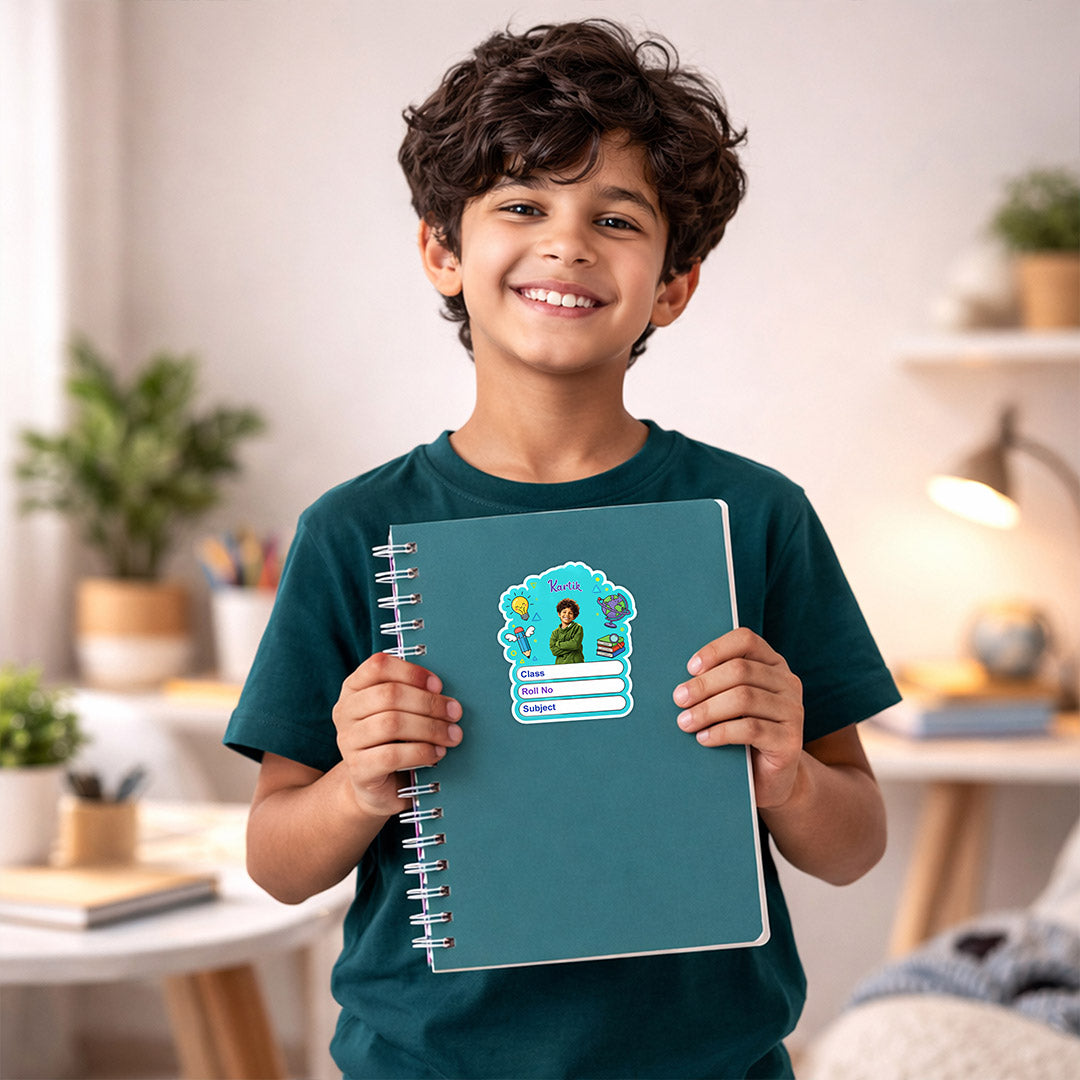 Personalized Study Theme Kids Name Slips (2x3 Inch, 28 Stickers) – Custom Name & Photo School Labels | Love Craft Gifts