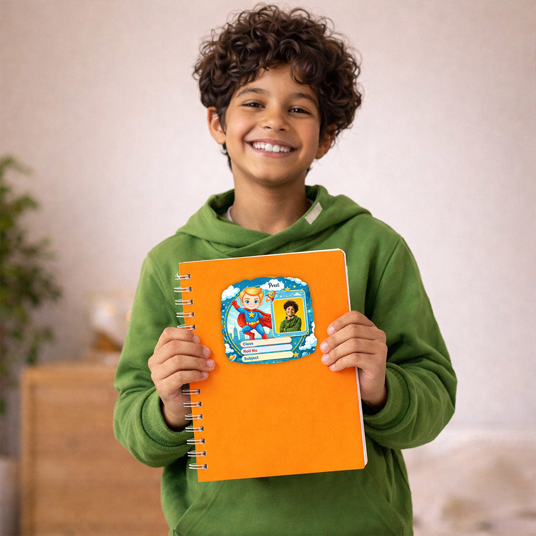 Personalized Superhero Kids Name Slips (2x3 Inch, 28 Stickers) – Custom Name & Photo School Labels | Love Craft Gifts