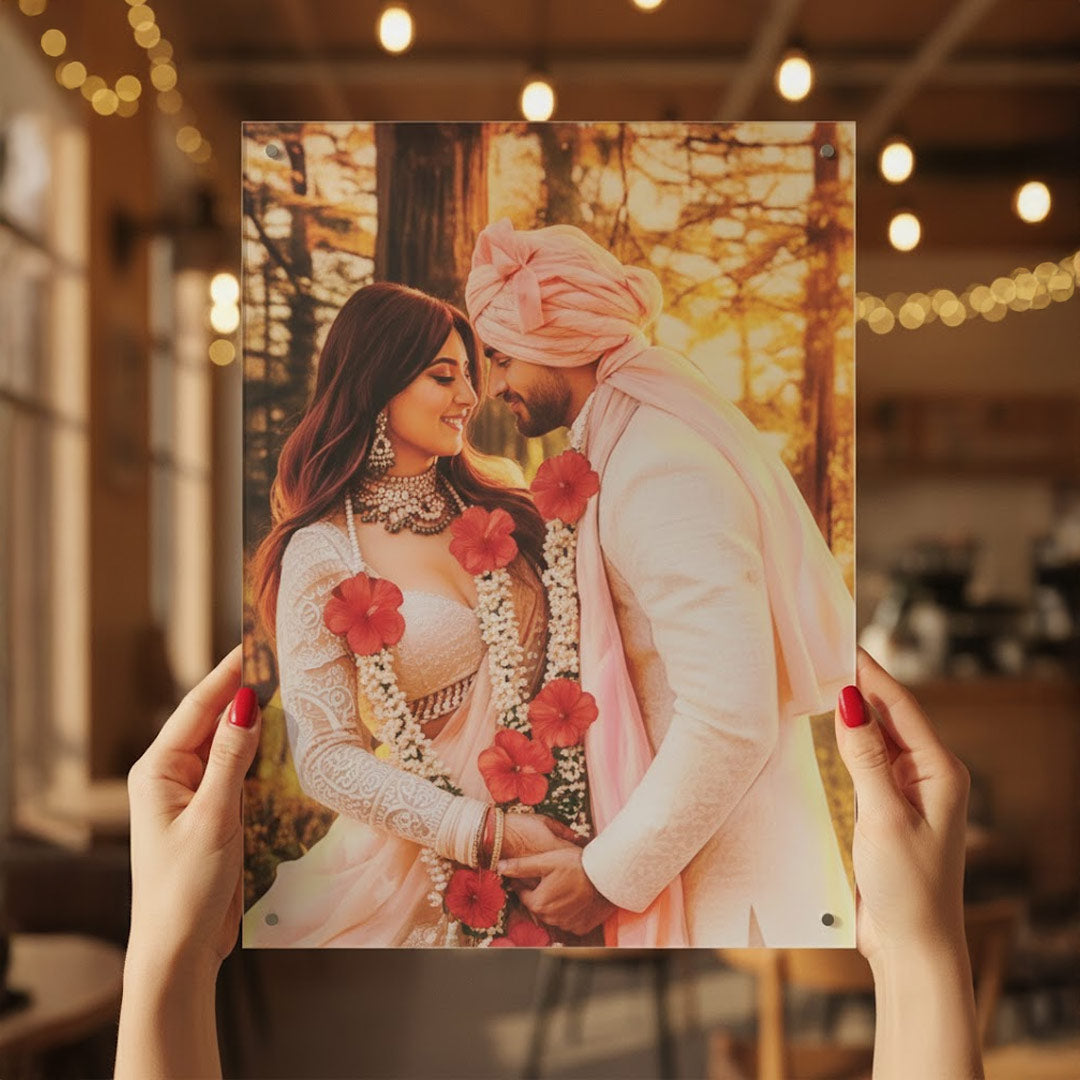 Personalized Wedding Photo Acrylic Wall Frame (18×24 & 24×36 Inch) | Love Craft Gifts