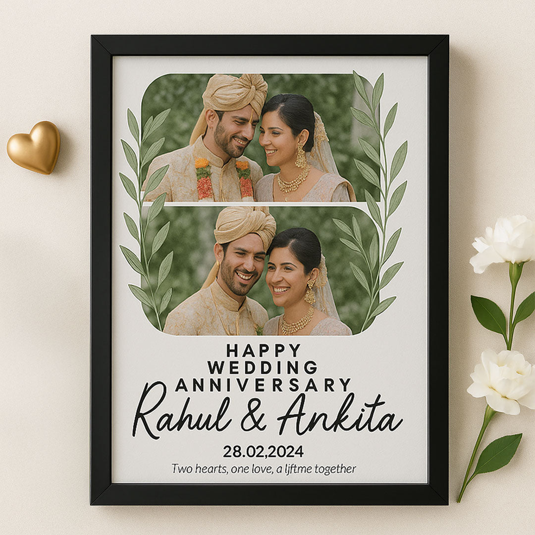 Wedding Anniversary Photo Frame – Personalized Gift with Name & Date | Love Craft Gifts