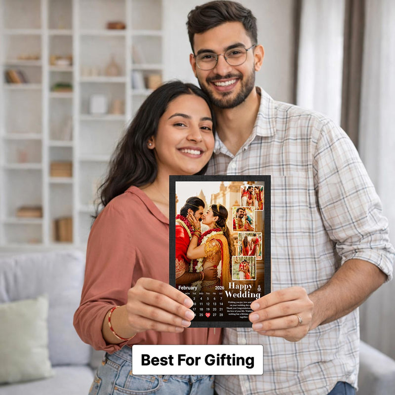 Personalized Wedding Calendar Photo Frame | Custom Couple Wedding Memory Wall Frame Gift 8x12" | Love Craft Gifts™