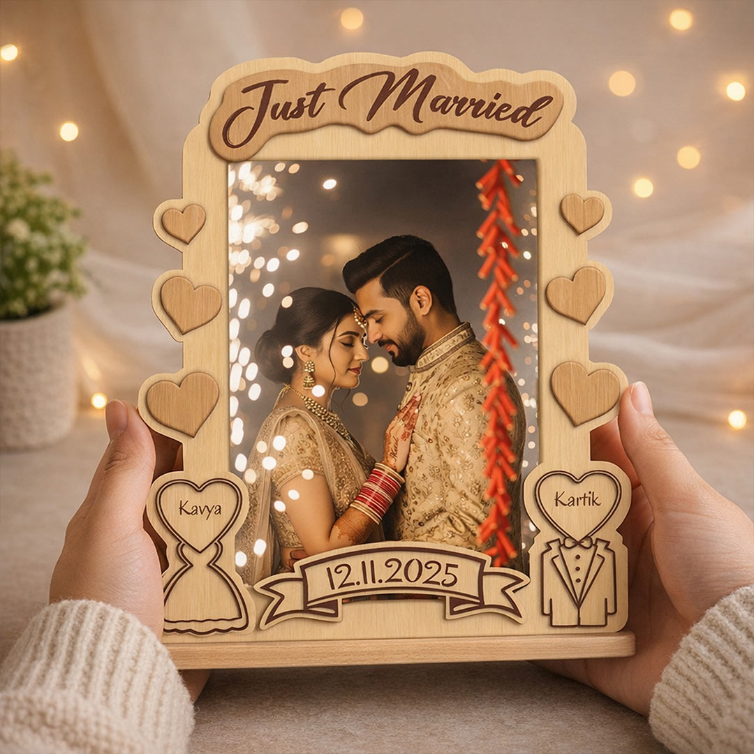 Weeding Unique Frames Personalized Just Married Wooden Photo Frame – Custom Name, Date ...