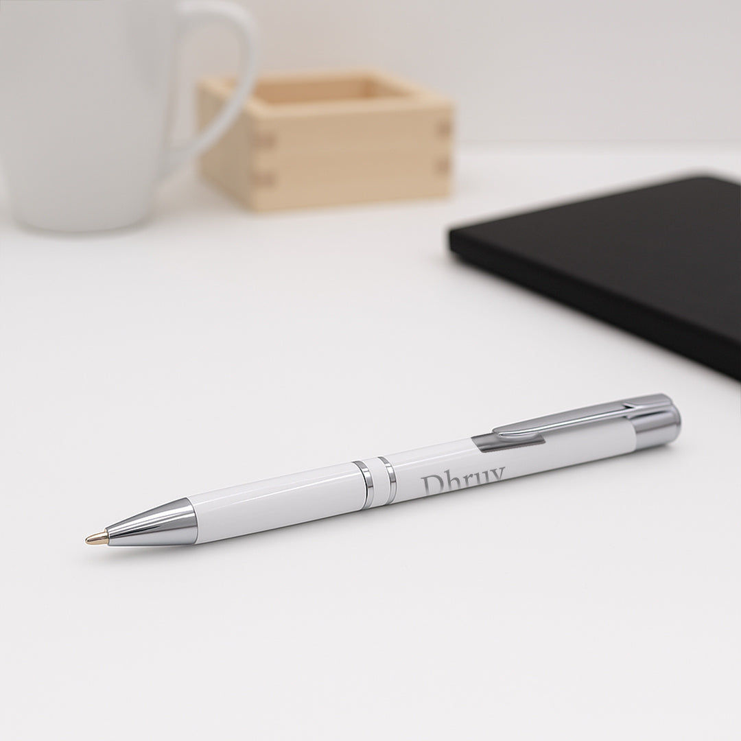 Personalized Premium White Pen with Name Engraving | Love Craft Gifts