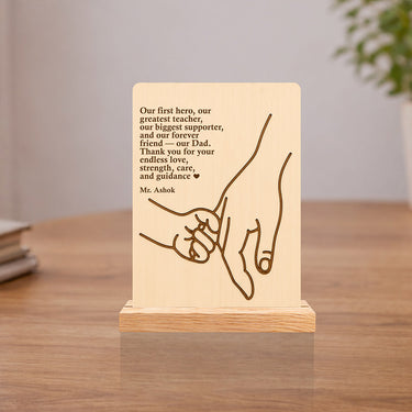Personalized Wooden Father’s Day Hand Plaque with Custom Name | Emotional Gift for Dad from Son & Daughter - 8x6" | Love Craft Gifts™