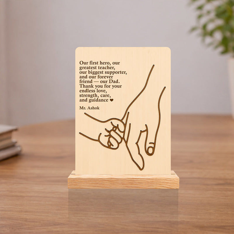 Personalized Wooden Father’s Day Hand Plaque with Custom Name | Emotional Gift for Dad from Son & Daughter - 8x6" | Love Craft Gifts™