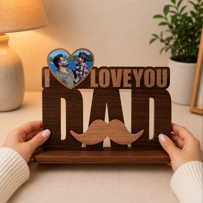 Personalized I Love You Dad Wooden Photo Frame | Custom Father Memory Gift - 6x5" | Love Craft Gifts™