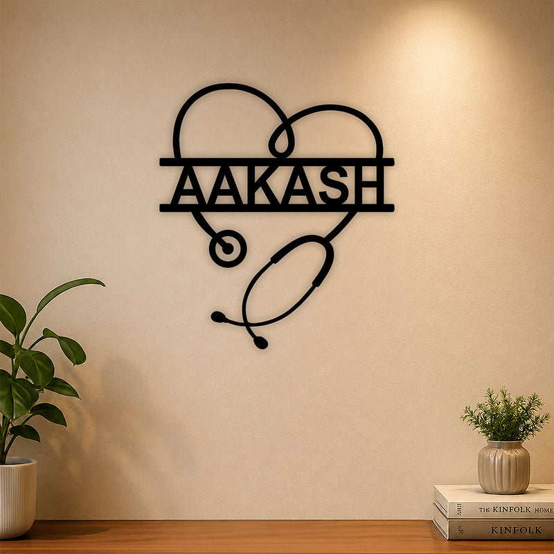 Personalized Wooden Doctor Name Wall Decor | Custom Stethoscope Name Plate Gift for Doctors, Medical Students & Clinic Décor - 11x12" | Love Craft Gifts™