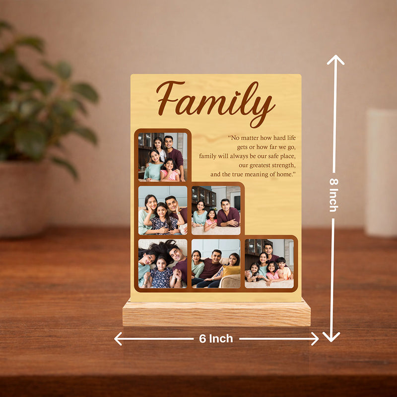 Personalized Family Photo Wooden Plaque with Custom Pictures & Quote | Emotional Keepsake Gift for Parents & Family - 8x6" | Love Craft Gifts™