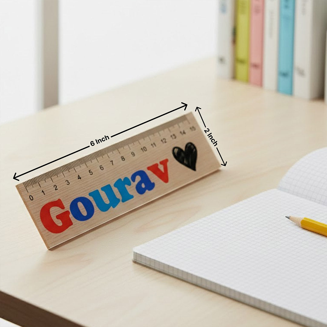 Personalized Name LED Wooden Ruler Lamp (15 cm) | Love Craft Gifts