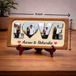Personalized LOVE Photo Frame with Name – Custom Couple Wooden Tabletop Frame (8 x 5 Inch) | Love Craft Gifts