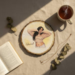 Personalized Wooden Slice (8×8 Inch) with Portrait Art | Love Craft Gifts