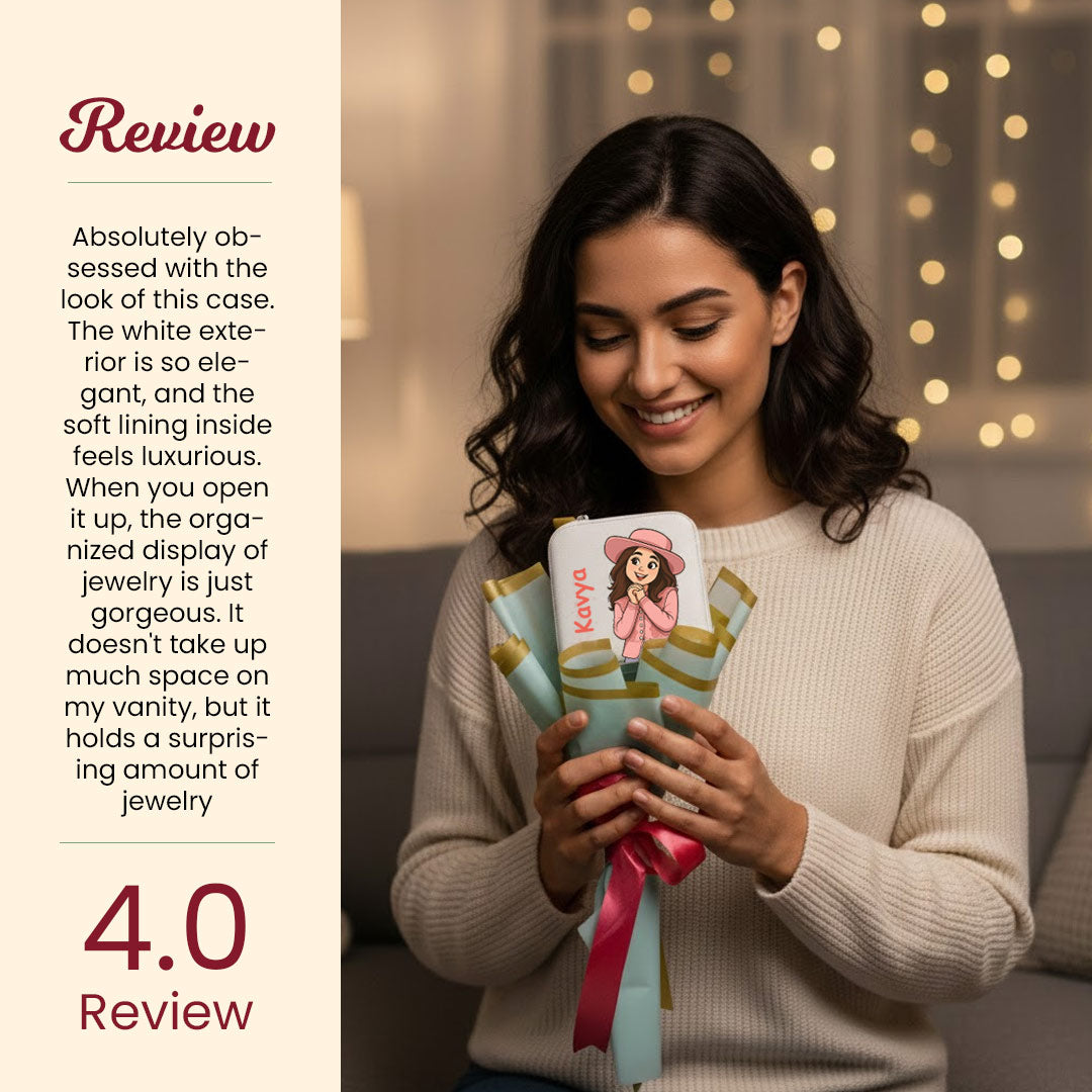 Personalized Jewellery Box Bouquet | Custom Name + Cartoon Illustration